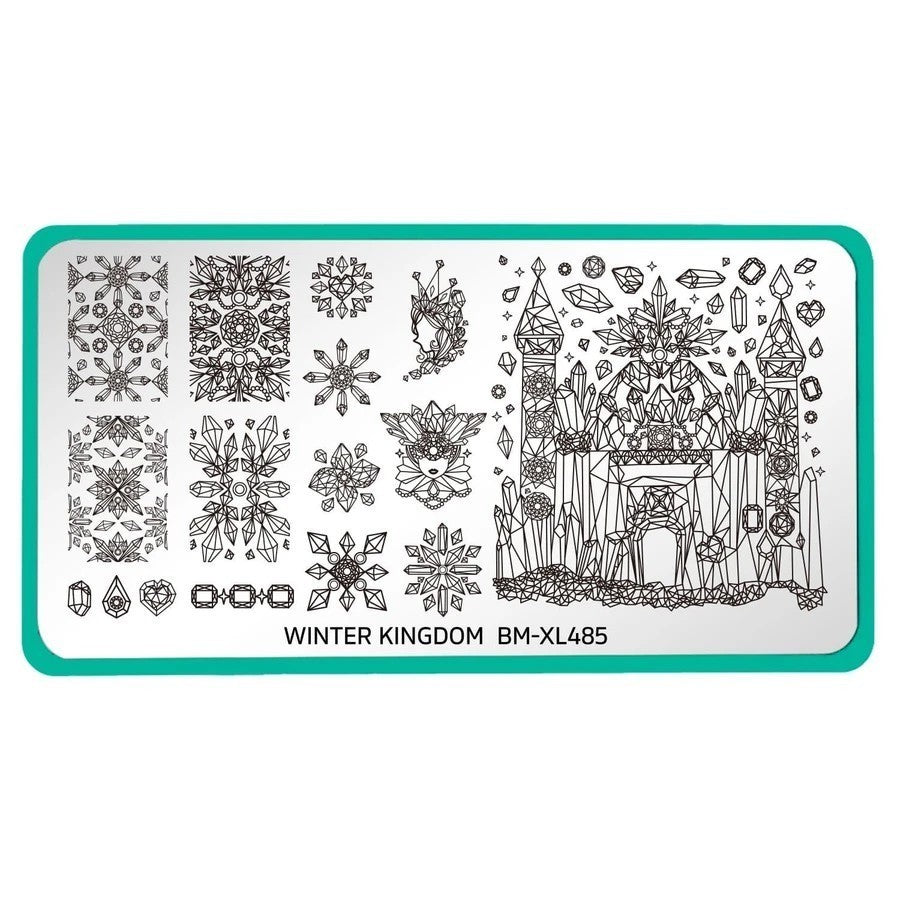 Maniology Nail Stamping Plate BM-XL485 Winter Kingdom with Sleeve - Nail Art Tool