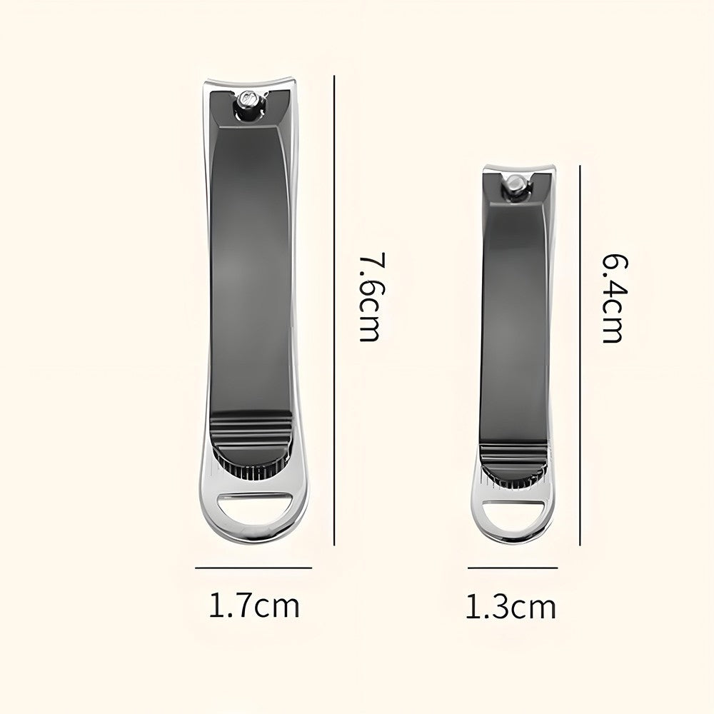Professional Stainless Steel Nail Clippers Set - 2 Sizes, Curved Edges