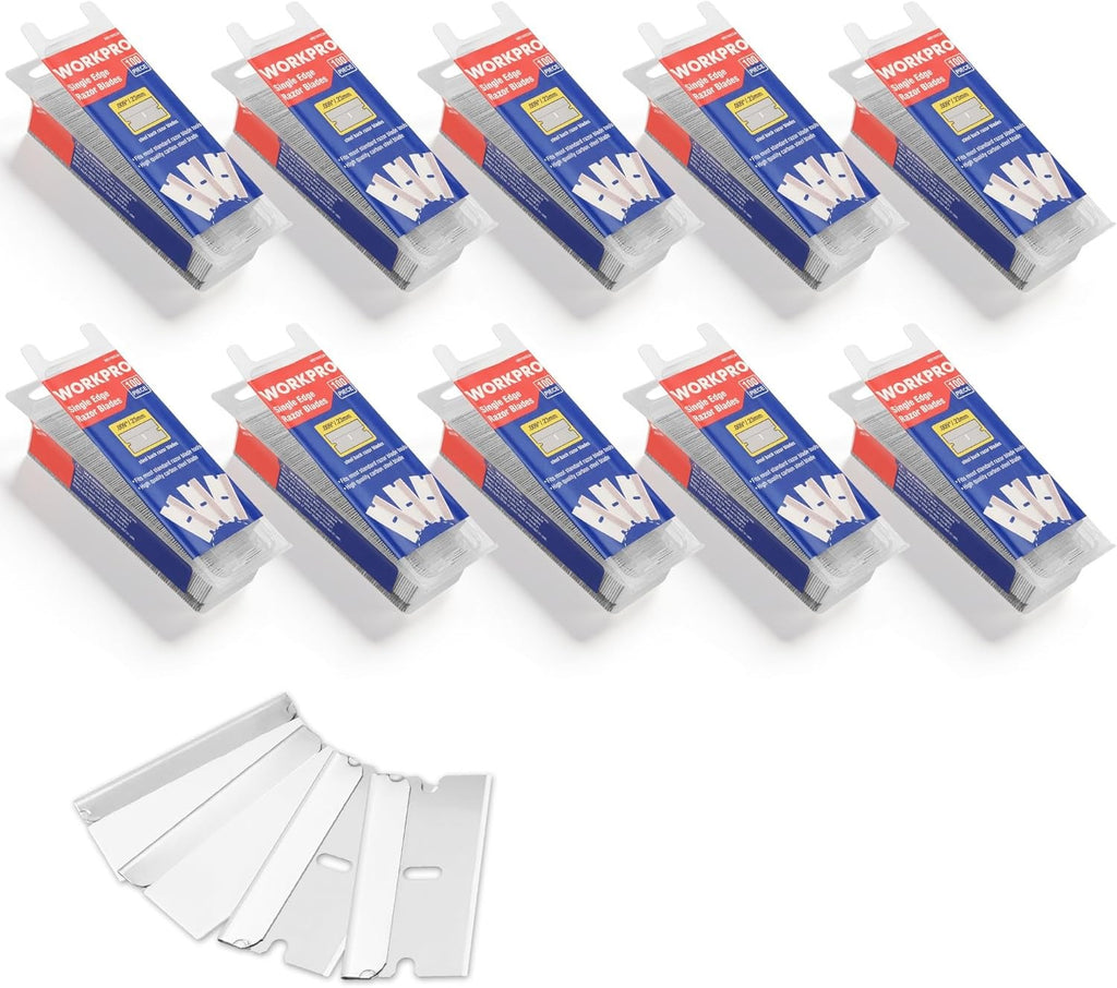 1000-Pack High Carbon Steel Razor Blades for Scraping & Cutting