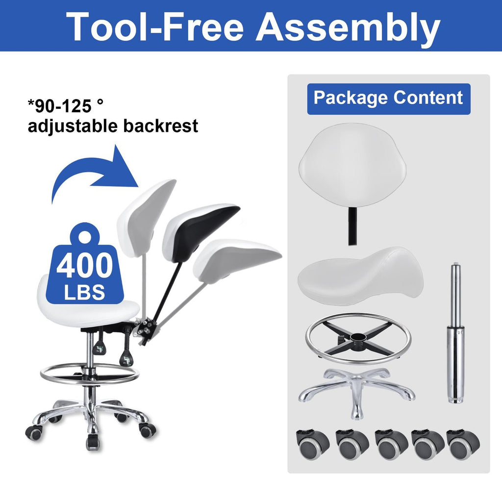Hydraulic Saddle Seat Salon Stool with Adjustable Height & 360° Swivel