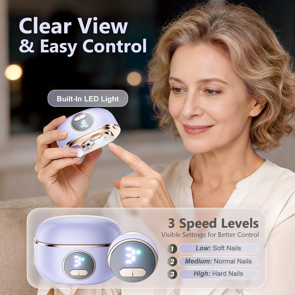 Electric Nail Clippers 2-in-1 Nail Trimmer & Polisher for Seniors & All Ages