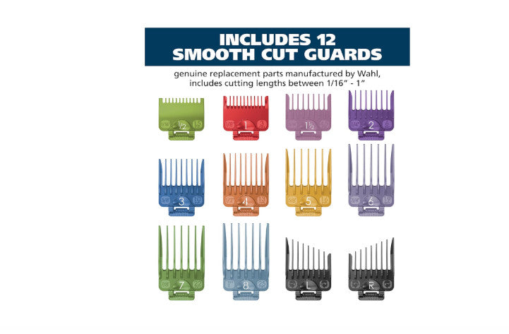 Wahl Clipper Hair Guard Attachment Kit - 14 Piece Color-Coded Guides for Haircutting