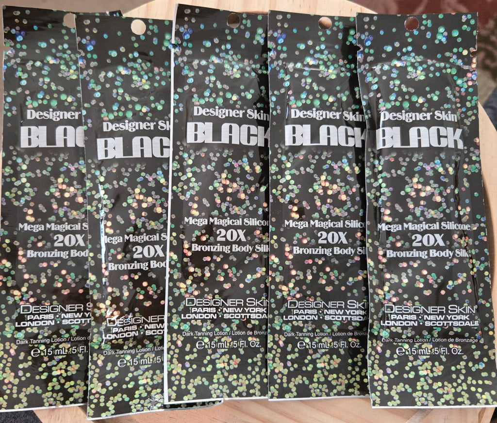 Black Bronzer Tanning Lotion Packets - 20X Deep Skin Darkening Sunless Tan