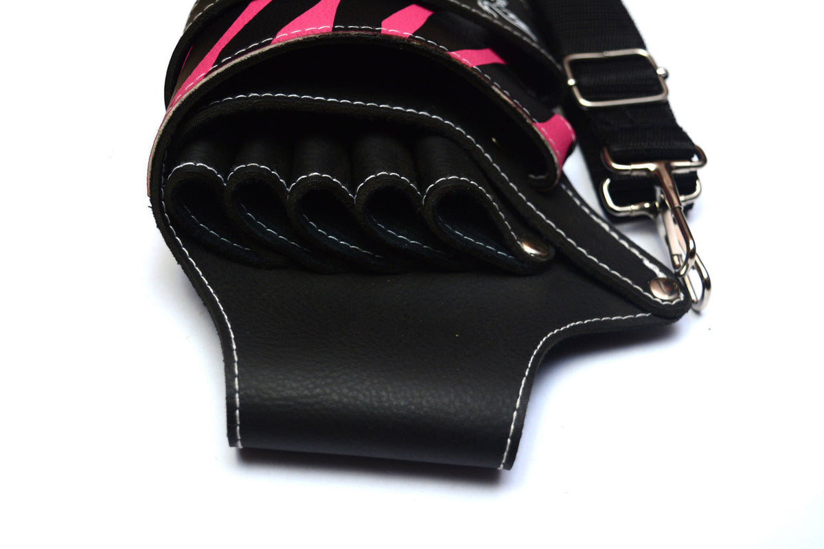 Professional Hairdresser Scissor Holster Case with Waist Belt - Pink PU Leather