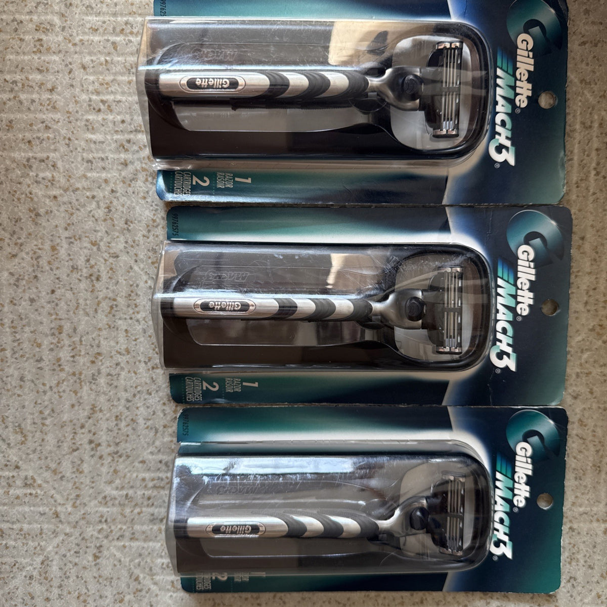 3 Pack Vintage Gillette Mach 3 Razor Handles with 6 Cartridges - Sealed