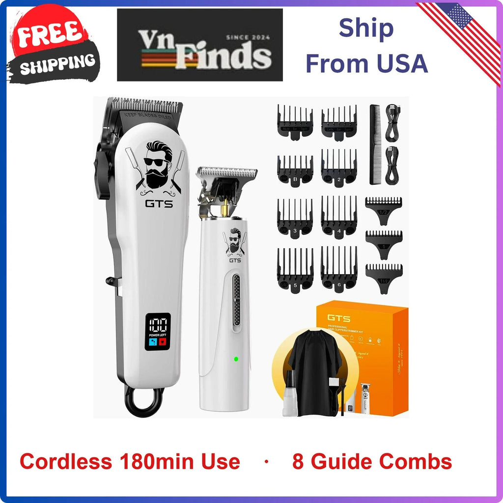 Professional Cordless Hair Clipper & Beard Trimmer Set with Accessories