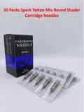 Disposable Tattoo Needle Cartridges 50 Packs Round Shader Sterilized 316 Stainless Medical-Grade