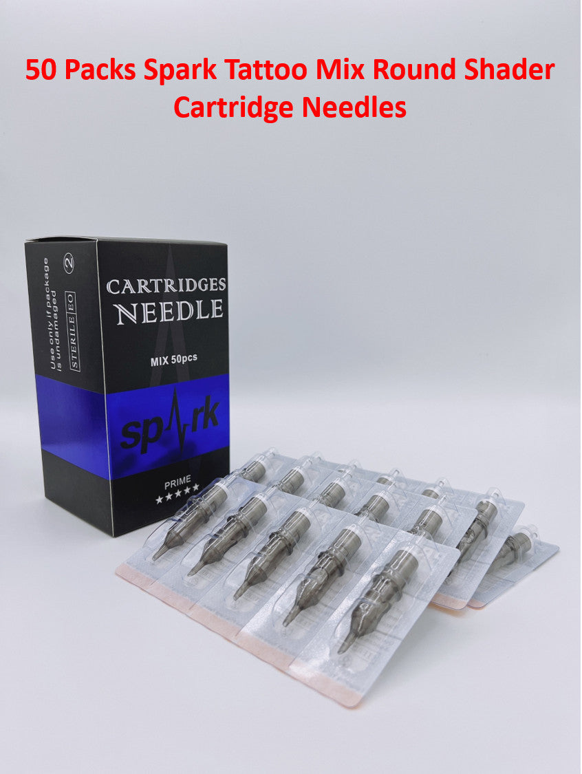 Disposable Tattoo Needle Cartridges 50 Packs Round Shader Sterilized 316 Stainless Medical-Grade