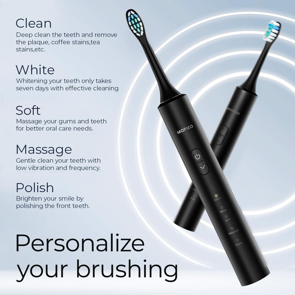 Electric Sonic Toothbrush for Adults 5 Modes 8 Brush Heads Portable & Waterproof