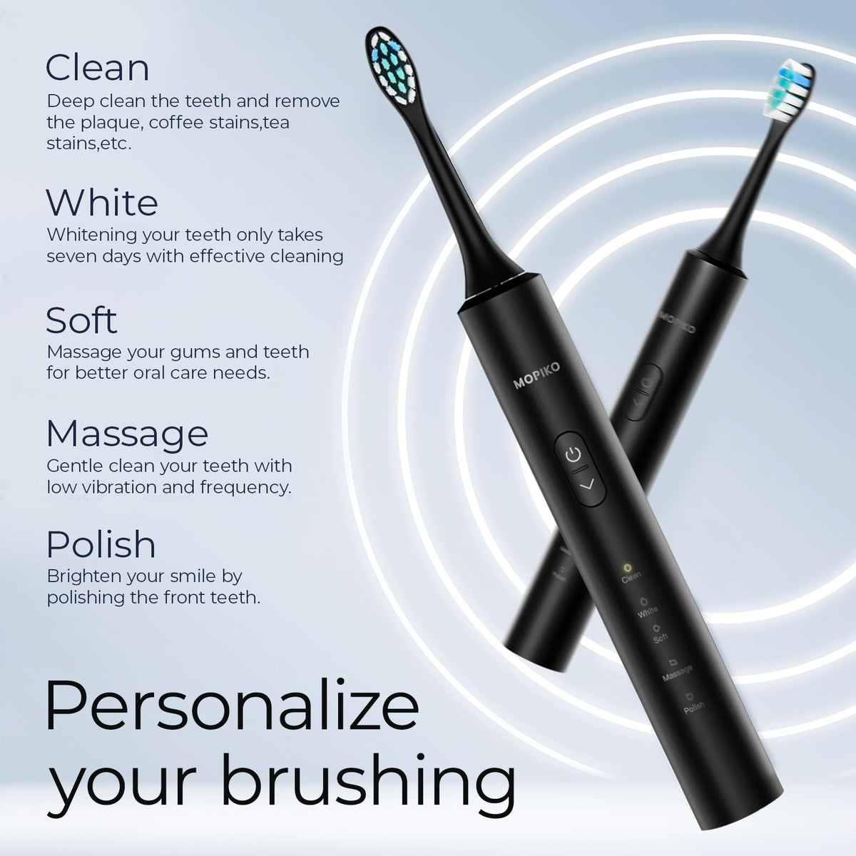 Electric Sonic Toothbrush for Adults 5 Modes 8 Brush Heads Portable & Waterproof