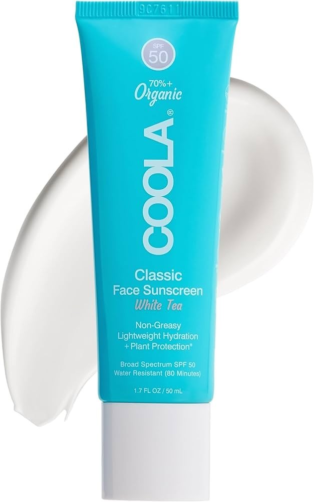 SPF 50 Organic Face Sunscreen with White Tea - Broad Spectrum, Water-Resistant, 1.7 oz