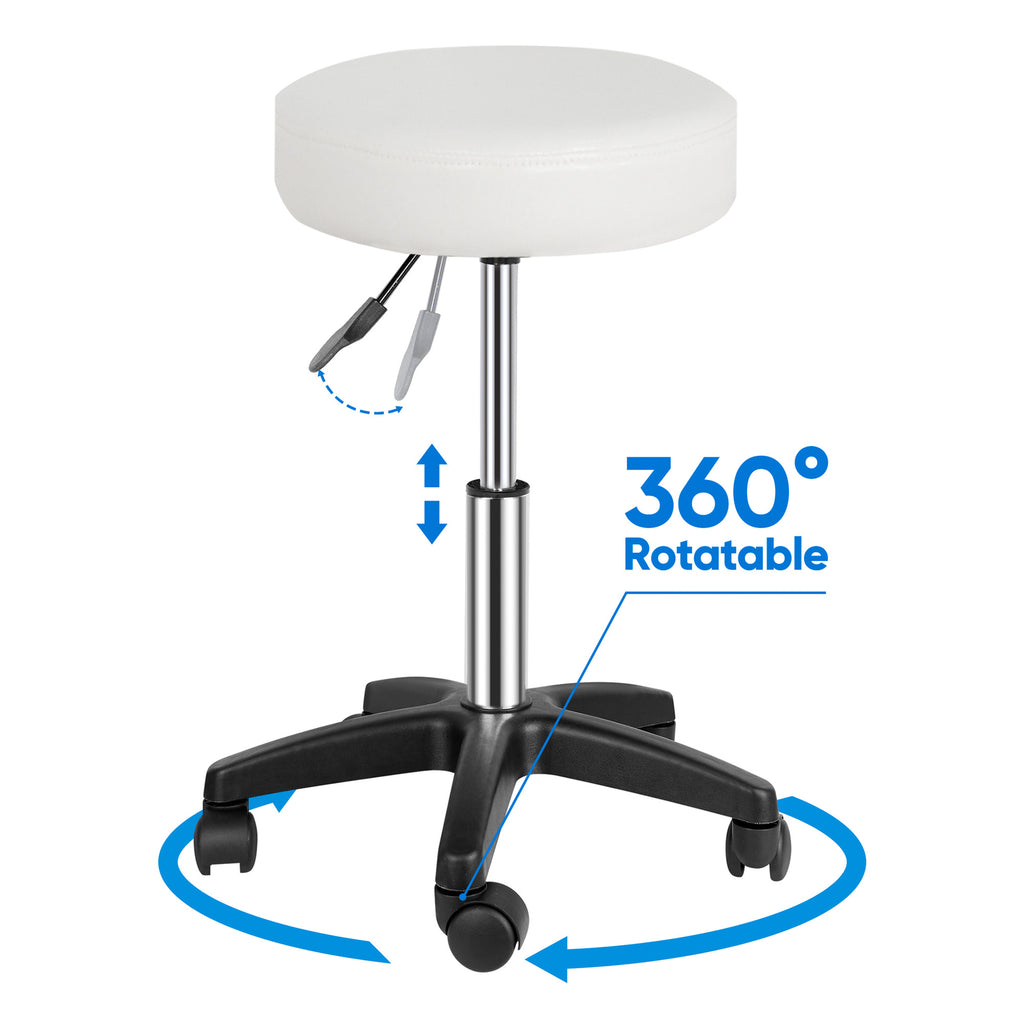 Adjustable Hydraulic Swivel Salon Stool Chair PU Leather Seat for Beauty & Tattoo