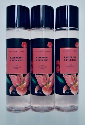 Set of 3 Raspberry & Pink Lily Fragrance Mist - 8 fl oz Body Sprays