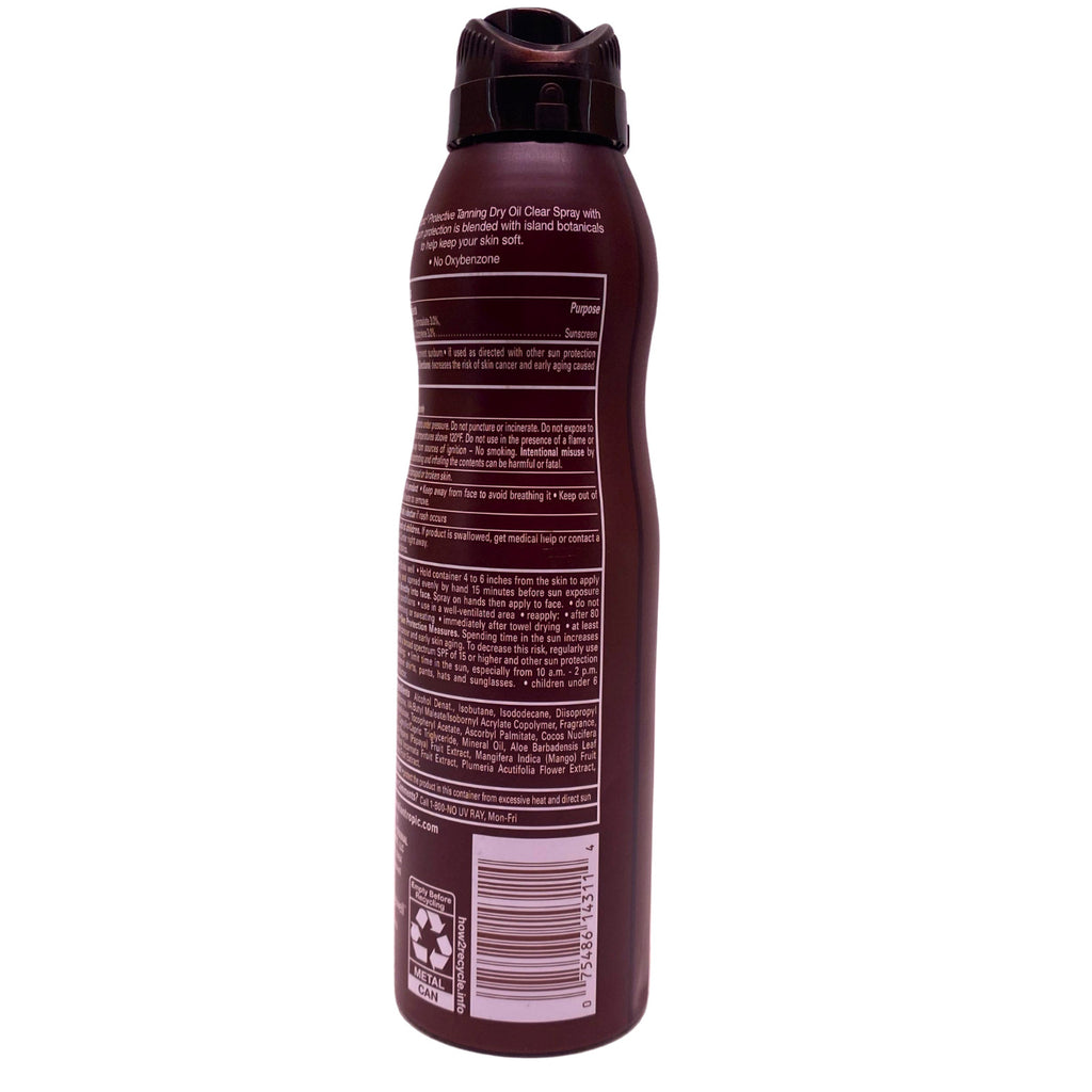 Hawaiian Tropic SPF 15 Dry Oil Spray Tanning Sunscreen 6 oz 8 Pack