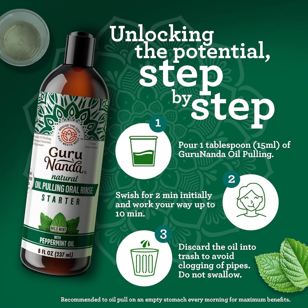 Pulling Oil Mouthwash - Natural Ayurvedic Oral Care, 8 Fl Oz