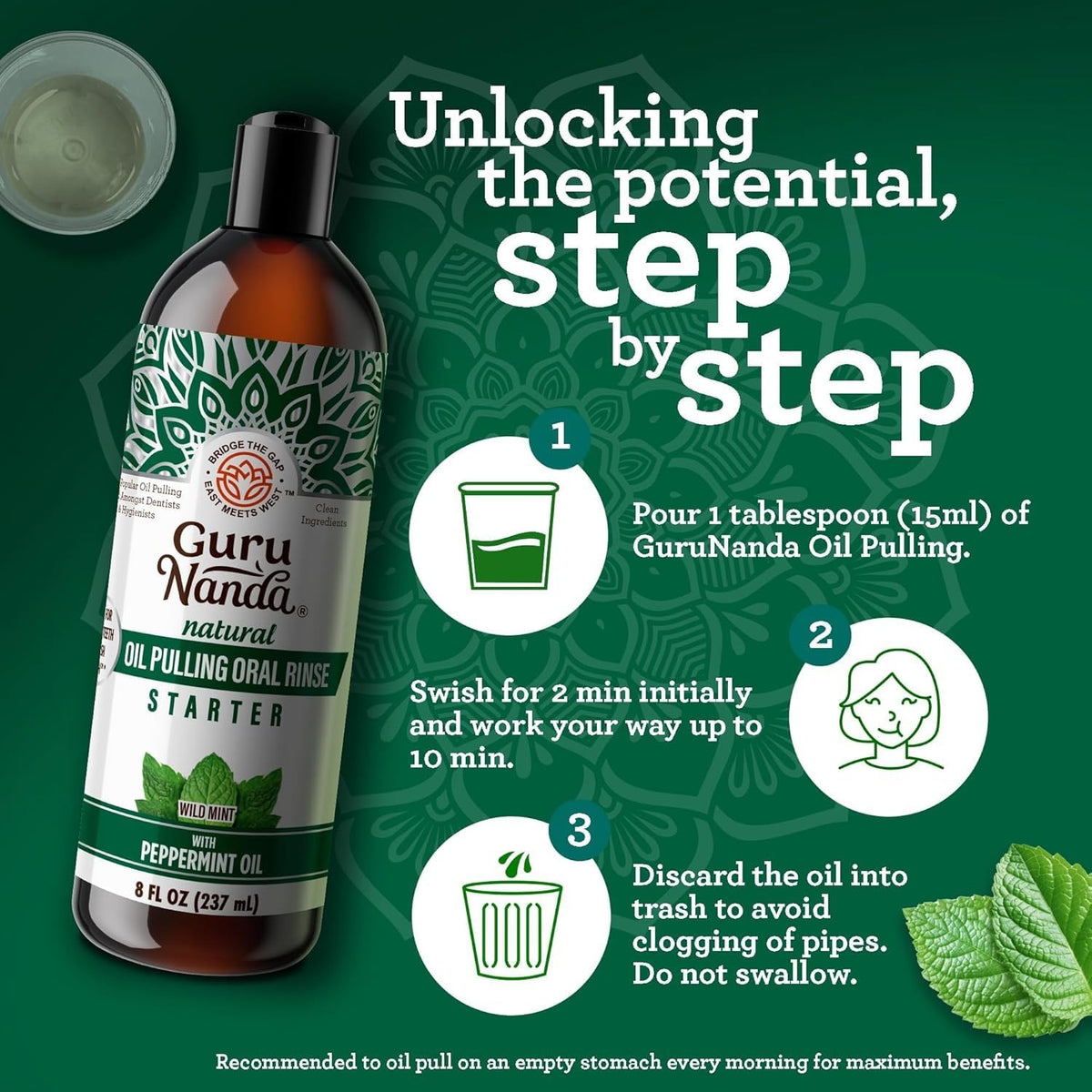 Pulling Oil Mouthwash - Natural Ayurvedic Oral Care, 8 Fl Oz
