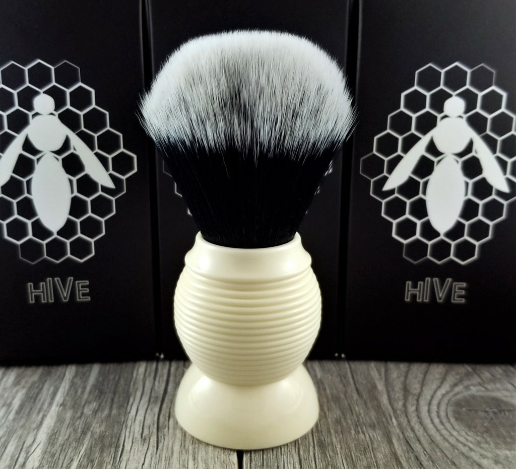 Synthetic Tuxedo Beehive Shaving Brush 26mm Knot - Ivory or Butterscotch