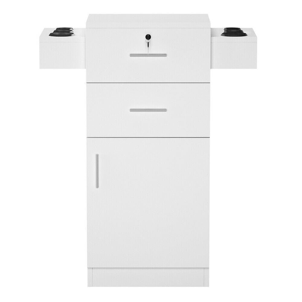 Salon Styling Station Storage Cabinet with Lockable Drawers and Hair Tool Holders