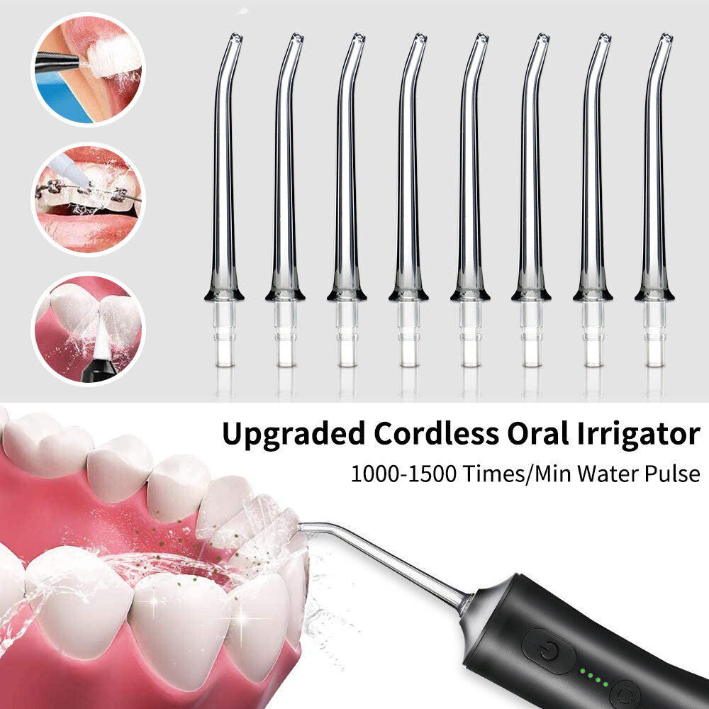 Cordless Water Flosser Oral Irrigator with 5 Jet Tips - Rechargeable, IPX7 Waterproof, Portable Dental Cleaner