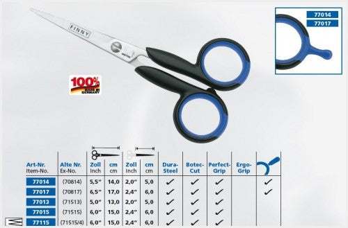 German Made Hairdressing Scissors 5.5 Inch with Finger Rest - Micro-Serrated Steel