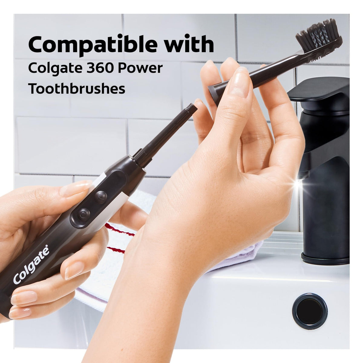 Colgate 360 Battery Powered Toothbrush Refills - Soft, Black, 2 Pack