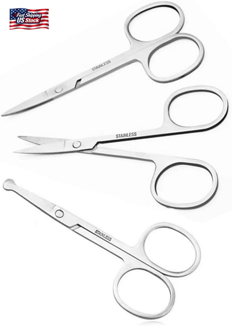 Small Curved Scissors 3.5 Inch for Facial Hair Grooming Eyebrows Nose & Ears