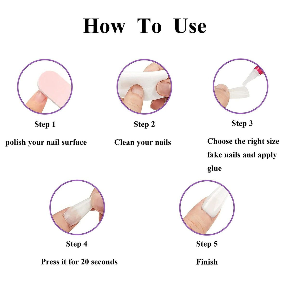 Short Blue French Tip Press-On Nails - Oval Fake Nail Set for Manicure