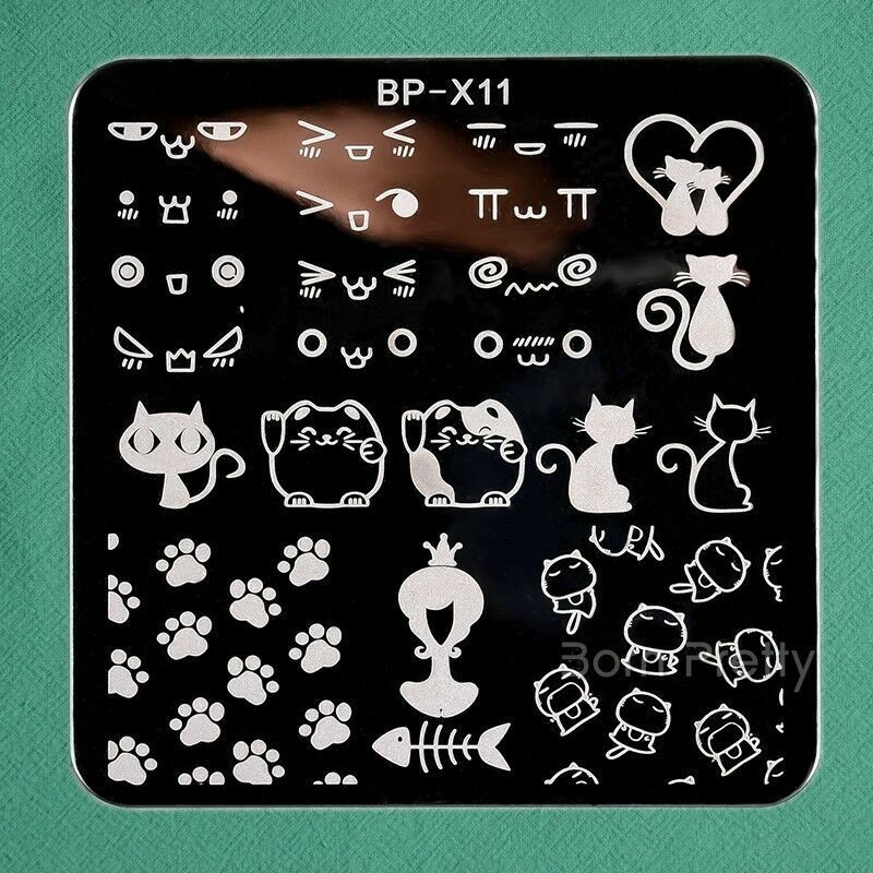 Nail Art Cat Paw Stamp Plate for Manicure - Metal Image Template BP-X11