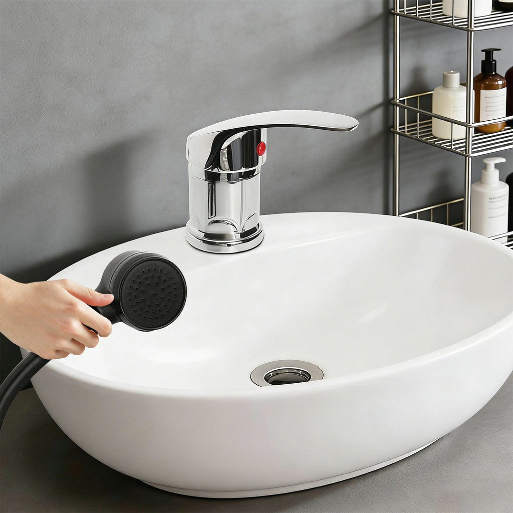 Salon Water Faucet Set with Hot & Cold Mixer, Shampoo Bowl & Sprayer