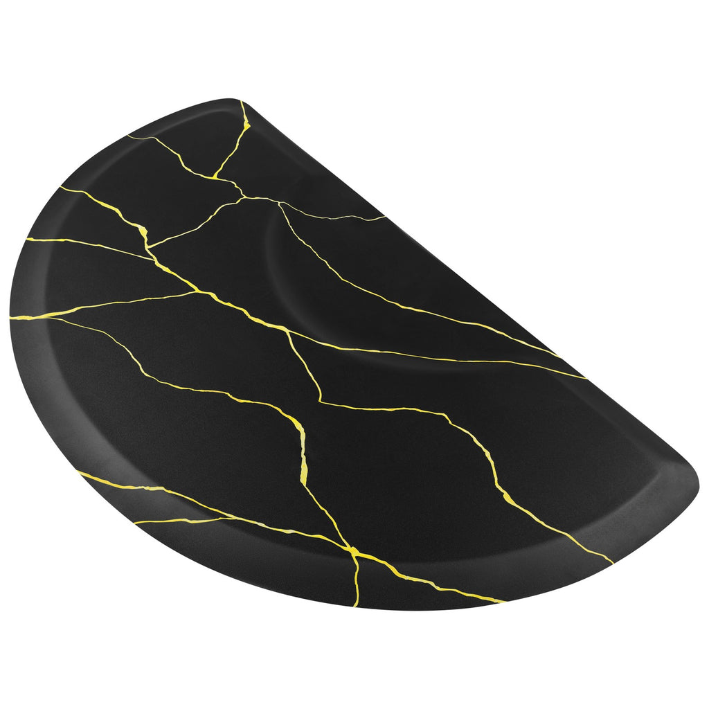 Anti-Fatigue Salon Chair Mat 3x5ft Non-Slip Black and Gold Marble Pattern