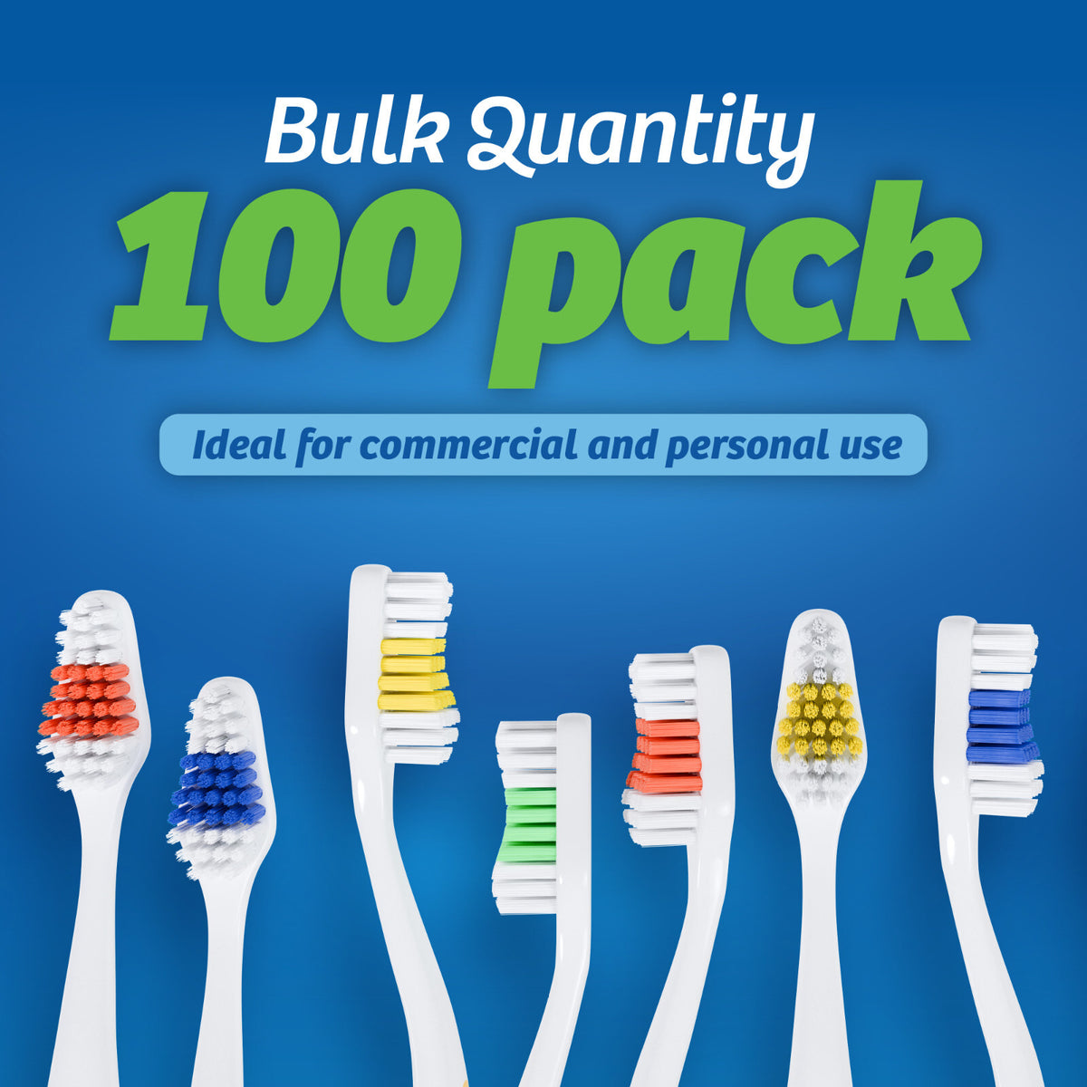 Bulk 100 Medium Soft Toothbrushes Set - Individually Wrapped, Standard Size, Disposable for Travel & Commercial Use
