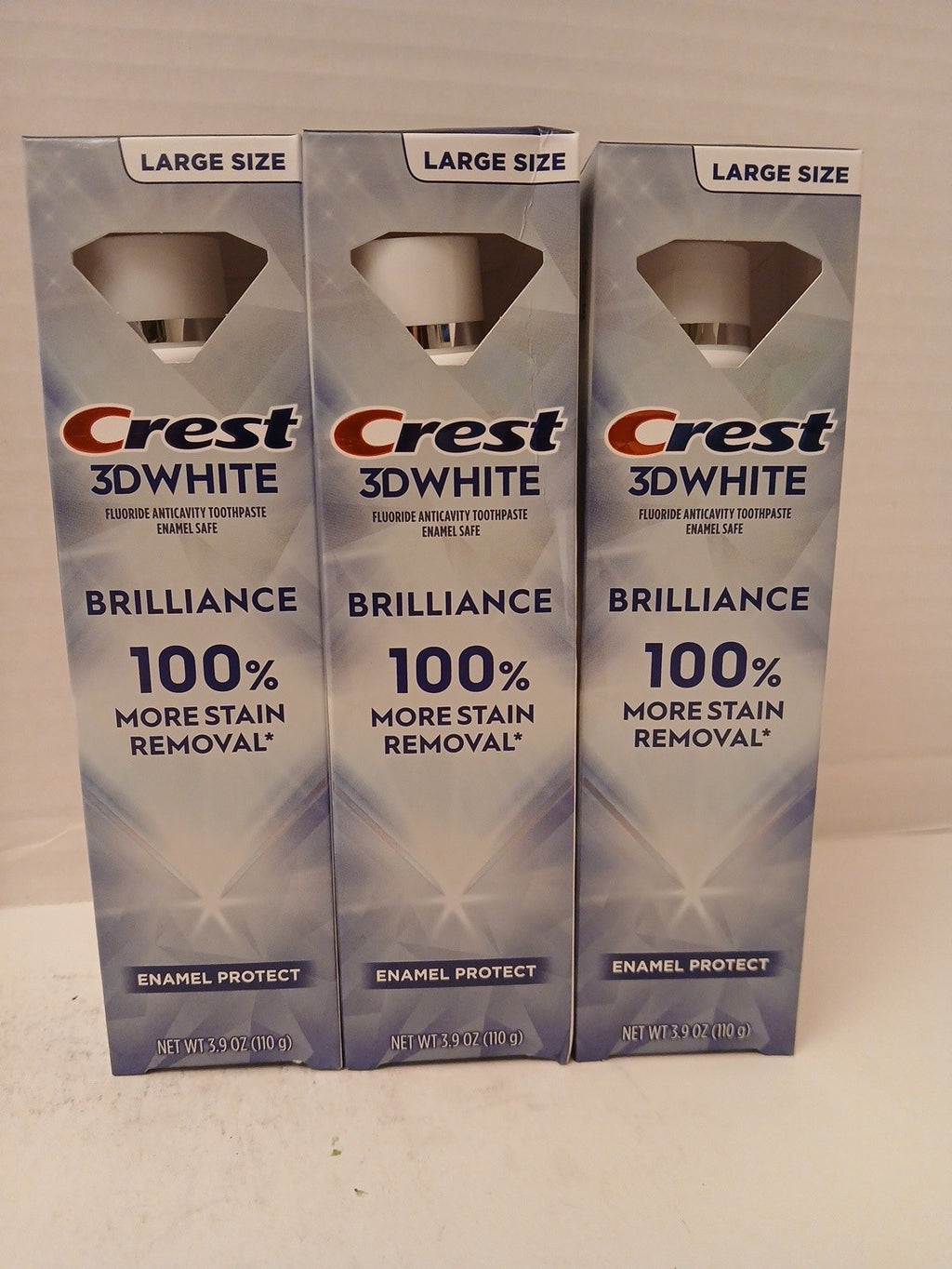 Crest 3D White Brilliance Toothpaste - Large 2.4 oz Tube, 2 Pack