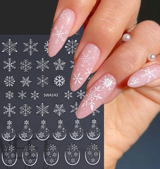 Christmas Snowflake Nail Art Stickers - Self-Adhesive, Multiple Variants