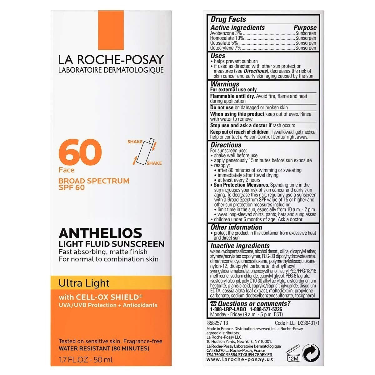 SPF 60 Lightweight Sunscreen, Oil-Free, Travel Size 1.7 Fl Oz