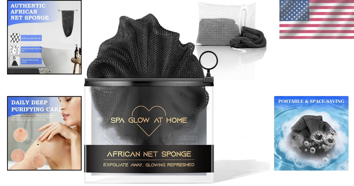 Black African Net Sponge for Exfoliation & Full-Body Shower Spa