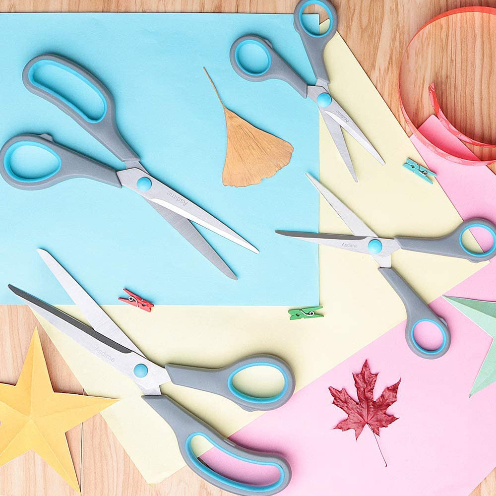 Set of 4 All-Purpose Scissors - Stainless Steel Blades, Ergonomic Handles