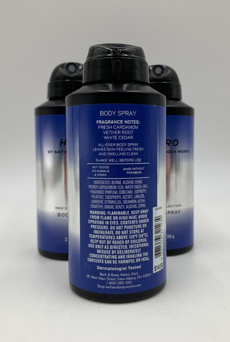 Bath & Body Works Men's Hero Body Deodorizing Spray Full Size Set