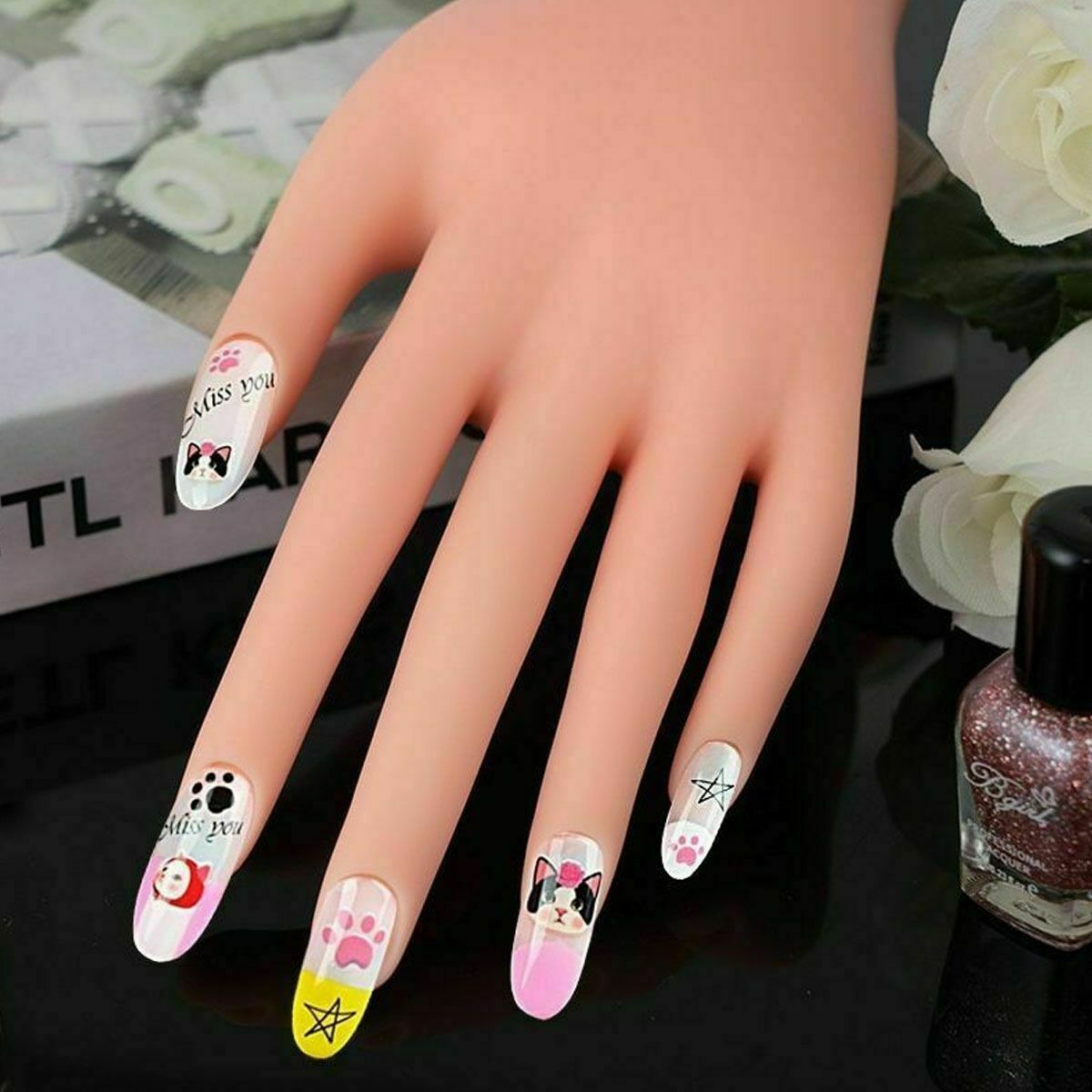 Flexible Nail Art Practice Hand Manicure Training Tool for Beginners