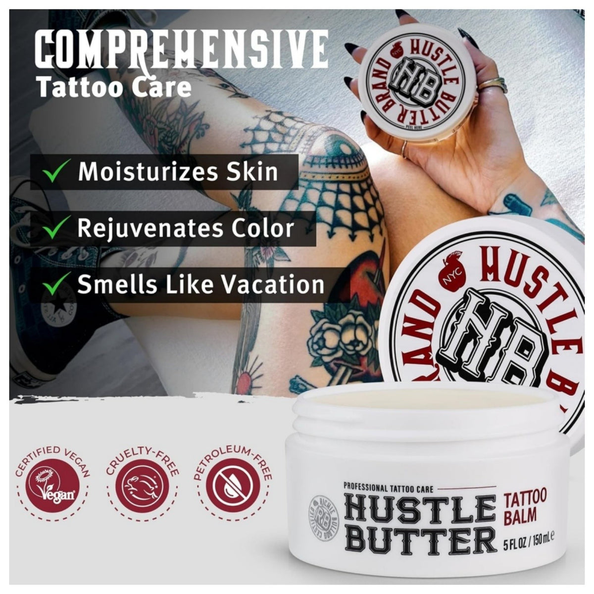 Hustle Butter Deluxe 5oz Bulk Vegan Body Care - Perfect for Tattoo Aftercare