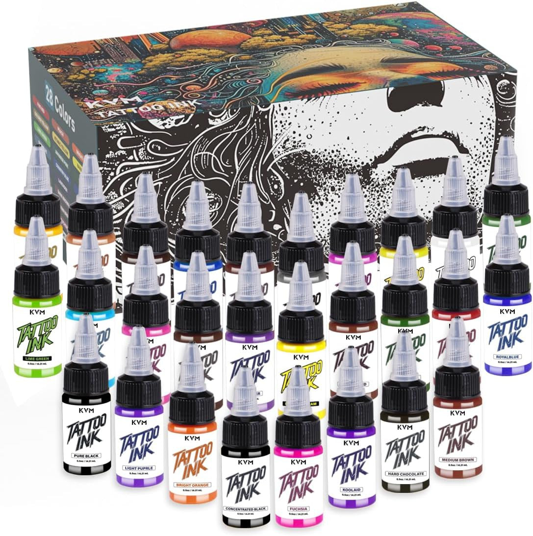 Tattoo Ink Set 28 Colors High Saturation Easy Flow Professional Pigments