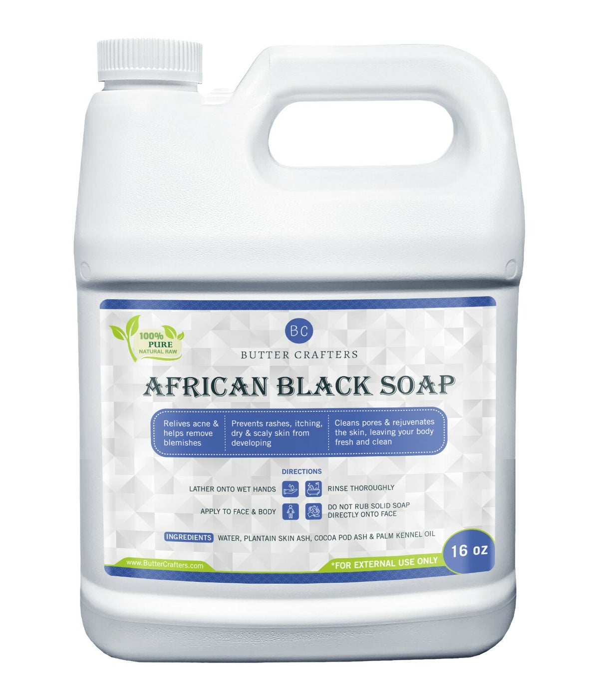 Liquid African Black Soap 32oz - Natural Organic Body & Face Wash for Skin Care