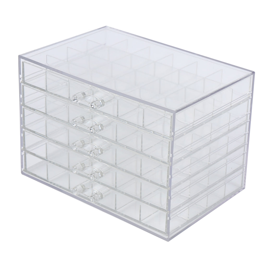 Acrylic Nail Art Storage Tray with 120 Grids & Removable Drawers