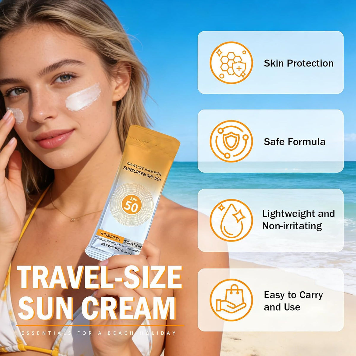 Travel Size Sunscreen SPF 50+ Bulk Pack for Face & Body - Lightweight & Water-Resistant