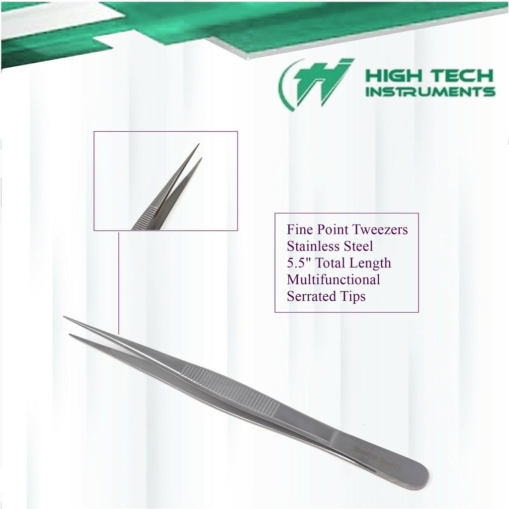 5.5 Inch Stainless Steel Eyelash Extension Tweezers - Precise Straight Salon Tool