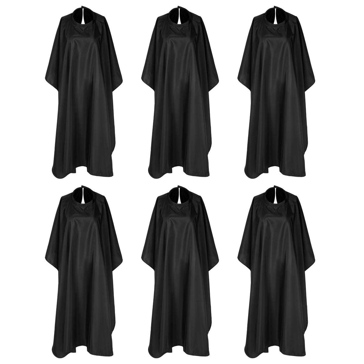 Large Waterproof Hair Salon Cape with Metal Snap Closure - 6 Pack
