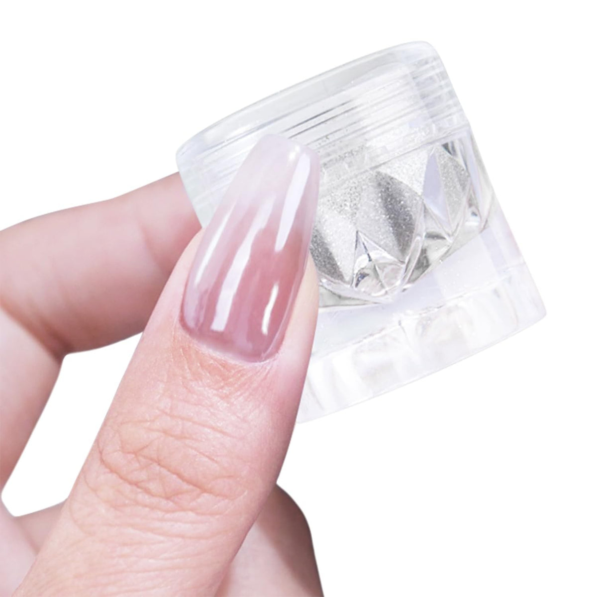 White Pearl Chrome Nail Powder for Gel Nails - Clear Glazed Donut Finish