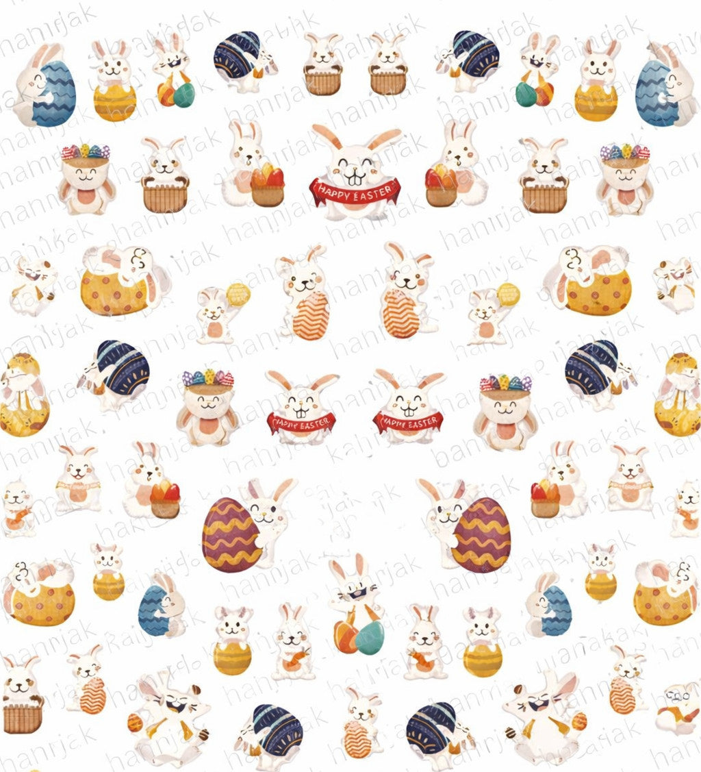 Easter Egg Nail Decals Bunny Sticker Set Peel & Stick 70 Designs