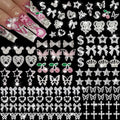 Silver Nail Charms & Rhinestones Set - 19 Styles for Acrylic Nails