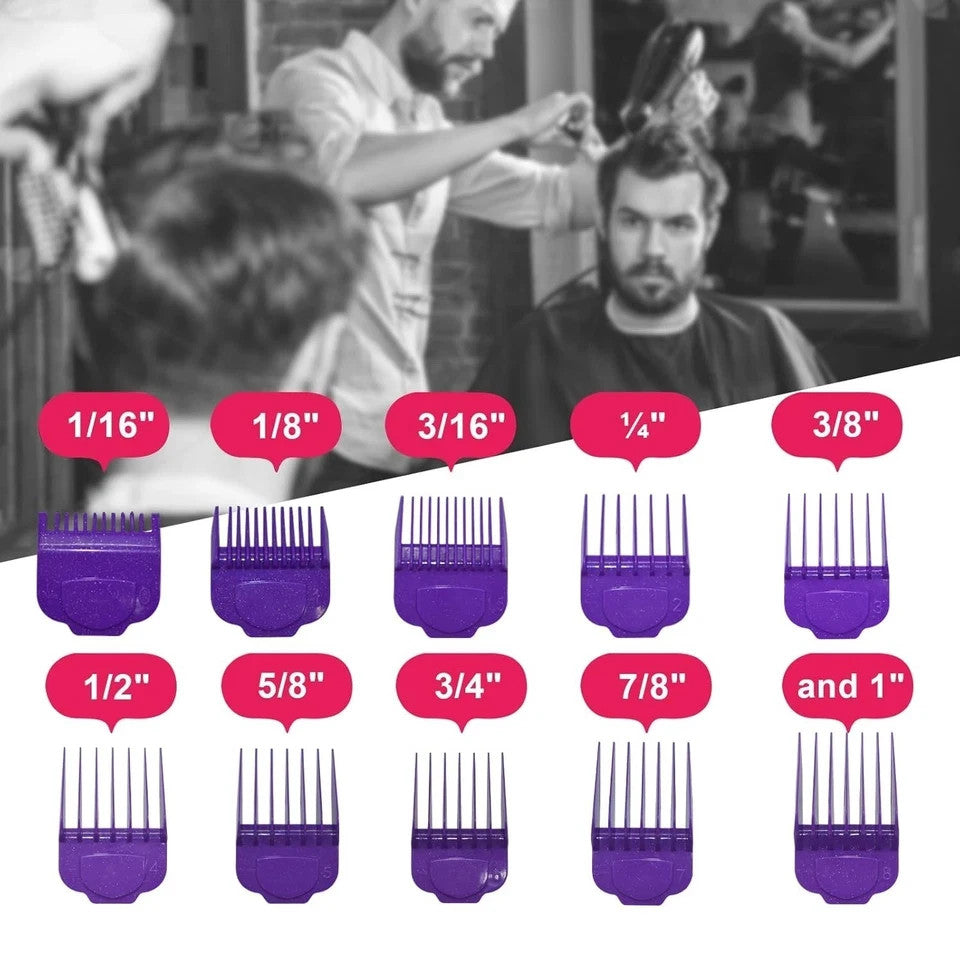 Magnetic Clipper Guard Set for Andis Master Hair Clippers - 10 Sizes, Purple