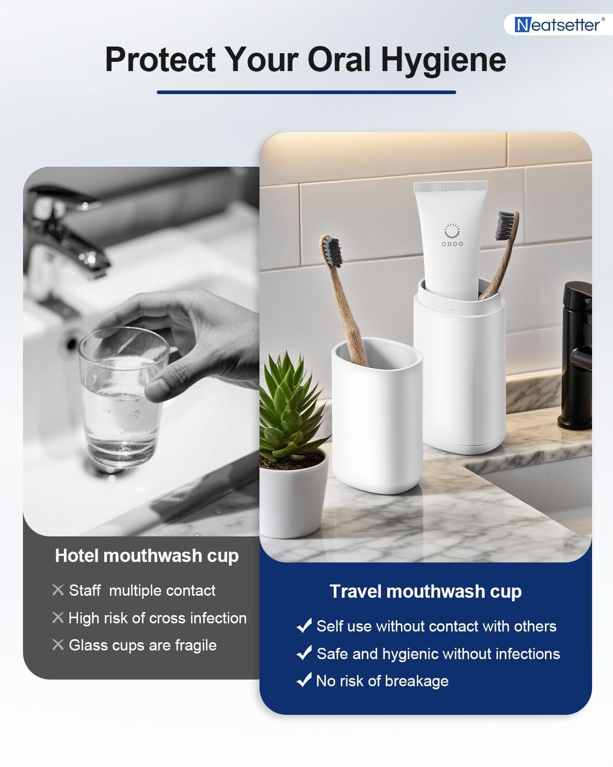Travel Toothbrush Holder with Rinse Cup – Portable Organizer for Electric Toothbrushes